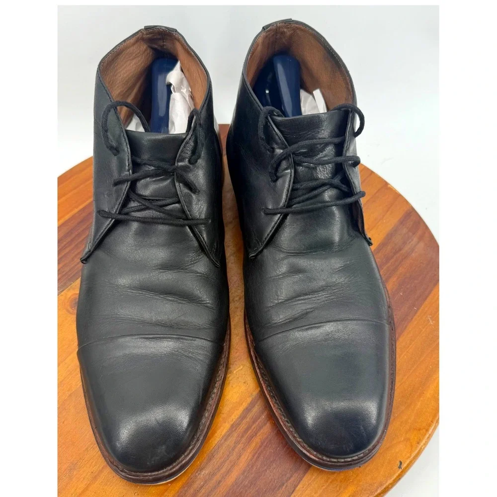 Johnston & Murphy Leather Chukka Boots Mens 9.5 Black Preppy Heritage Dressy